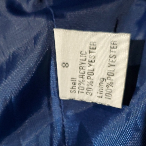 VINTAGE GIANCARLO FERRARI BLUE TWEED BLAZER W GOLD CHAINS SIZE 8 OLD MONEY - Picture 10 of 10